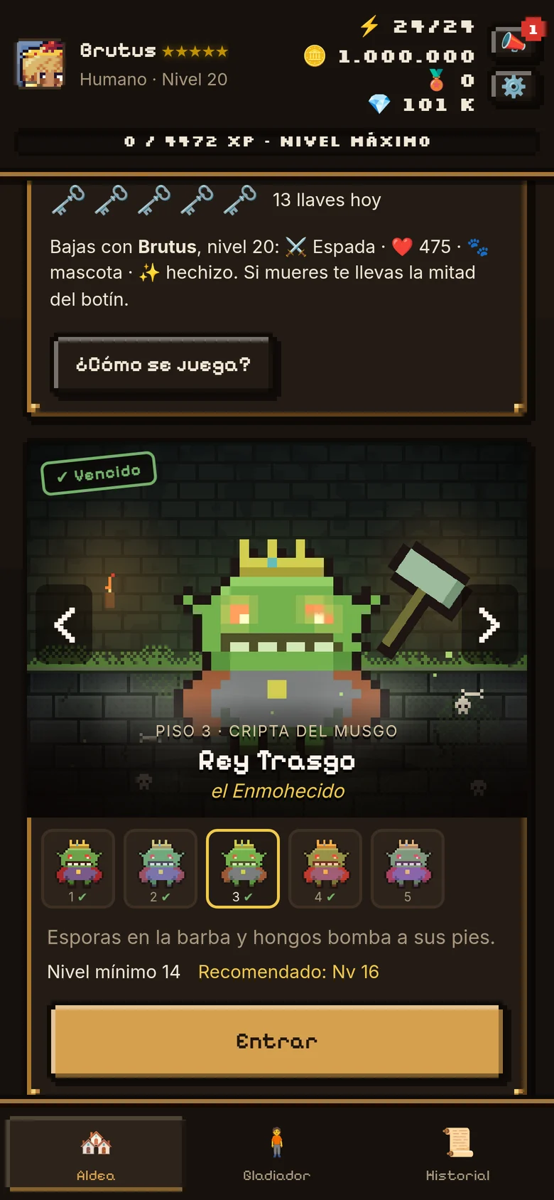 Catacumbas, piso 3: el Rey Trasgo el Enmohecido